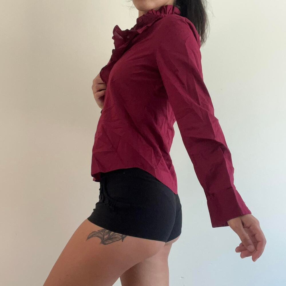 Burgundy red long sleeved top - Picture 2 of 7